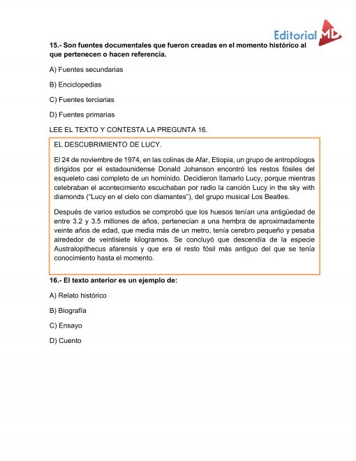Imagen del Examen diagnóstico de SEXTO de Primaria 2021-2022 que contiene un contenido textual educativo en español, con secciones numeradas que incluyen referencias fuente, descripciones y ensayos de diagnóstico para sexto grado, presentados en un diseño formal con encabezados y viñetas.