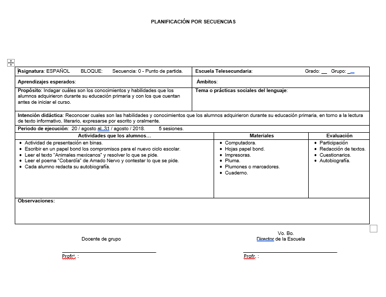 Planeaciones Telesecundaria 1er Trimestre 1er Grado