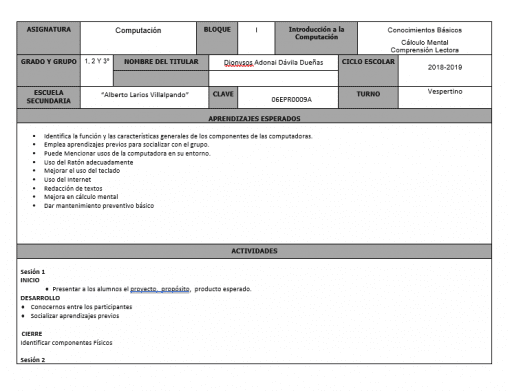 Planeacion Club Computación Agosto - Noviembre