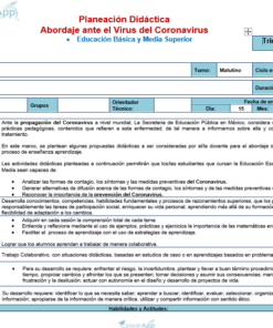 Planeación Didáctica Abordaje ante el COVID - 19 (Coronavirus)