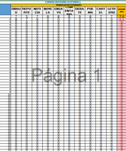 Oración con nombre de producto reemplazado: A Lista de asistencia y generador de promedios (Excel) Telesecundaria 2020 - 2021, con múltiples columnas y filas, con encabezados como 