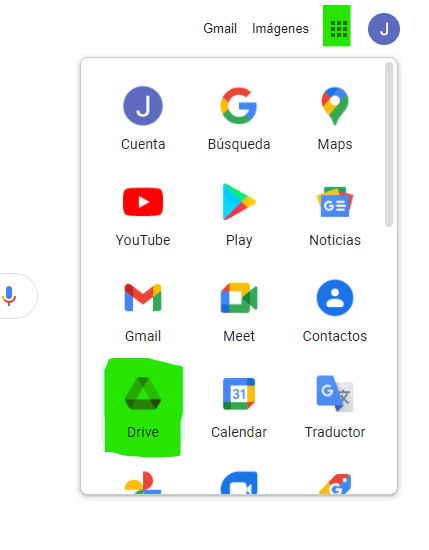 Paso 1 Accedemos Google y en nuestras aplicaciones entramos a Google drive