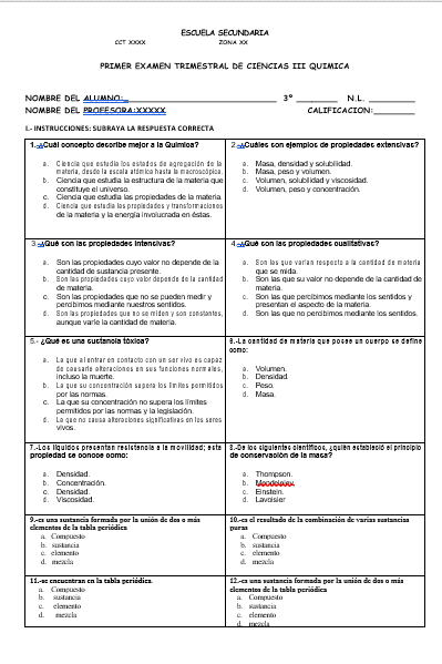 • EXAMEN DE BIOLOGÍA 1er Trimestre