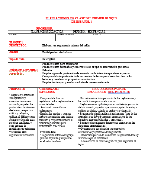 Planeaciones Telesecundaria Primer Grado (Español)