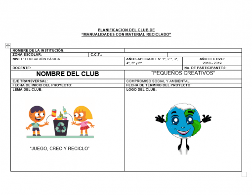 Planeación Primaria Club Manualidades Con Material Reciclado