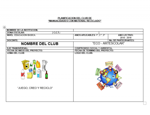 Planeaciones trimestral del Club para Secundaria (Agosto – Noviembre): Manualidades con Material reciclado