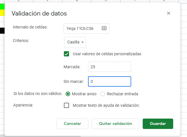 validación de datos en google drive