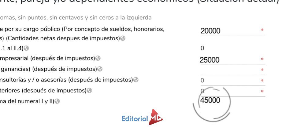 ¿Cuáles son los ingresos netos del declarante