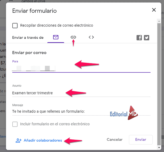 enviar formularios en classroom