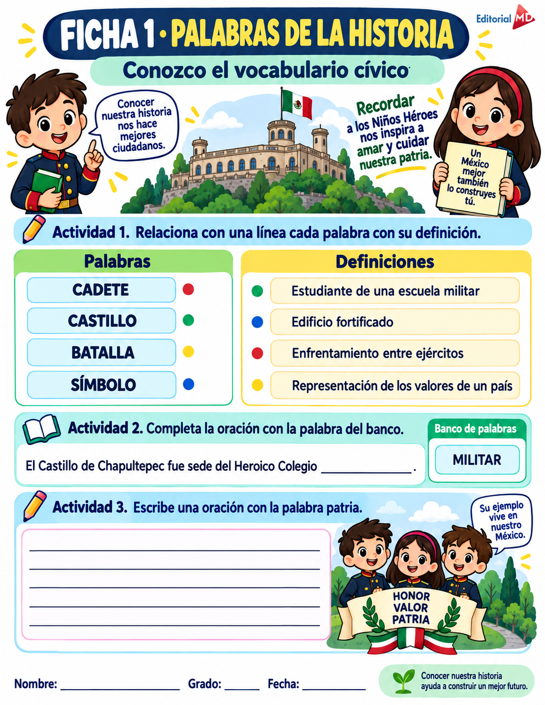 Actividades "NIÑOS HÉROES "1° a 6° Grado de Primaria SEPTIEMBRE 2 Actividades "NIÑOS HÉROES "1° a 6° Grado de Primaria SEPTIEMBRE - Imagen 2
