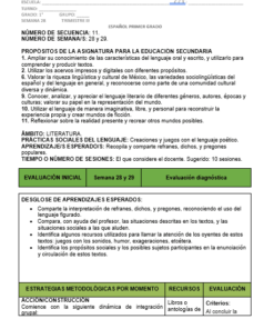 Planeación Español 1er grado 3er trimestre Secundaria Ciclo 2019-2020