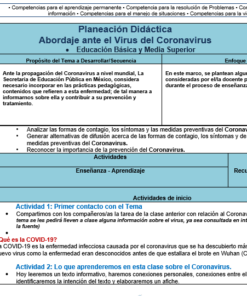 Planeación Didáctica Abordaje ante el COVID – 19 (Coronavirus) 01