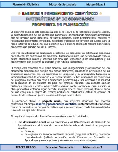Programa Analítico Anual MATEMÁTICAS 3, Secundaria 3º (Ciclo Escolar 2025 – 2026) - Image 2