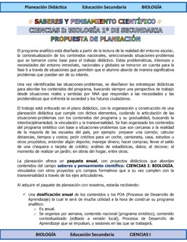 Programa Analítico Anual CIENCIAS I BIOLOGÍA, Secundaria 1º (Ciclo Escolar 2025 – 2026) - Image 2