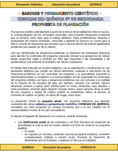 Programa Analítico Anual CIENCIAS III QUÍMICA, Secundaria 3º (Ciclo Escolar 2025 – 2026) - Image 2