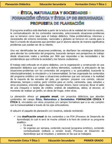 Programa Analítico Anual FORMACIÓN CÍVICA Y ÉTICA 1, Secundaria 1º (Ciclo Escolar 2025 – 2026) - Image 2