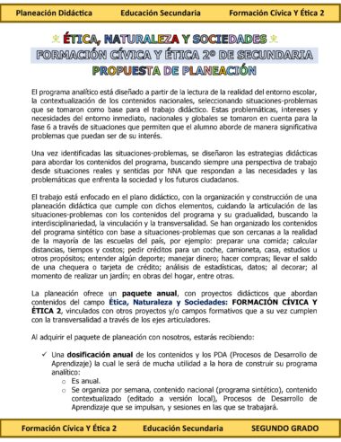 Programa Analítico Anual FORMACIÓN CÍVICA Y ÉTICA 2, Secundaria 2º (Ciclo Escolar 2025 – 2026) - Image 2