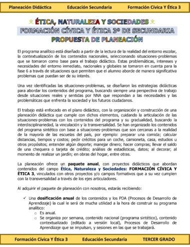 Programa Analítico Anual FORMACIÓN CÍVICA Y ÉTICA 3, Secundaria 3º (Ciclo Escolar 2025 – 2026) - Image 2