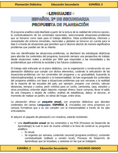 Programa Analítico Anual ESPAÑOL 2, Secundaria 2º (Ciclo Escolar 2025 – 2026) - Image 2
