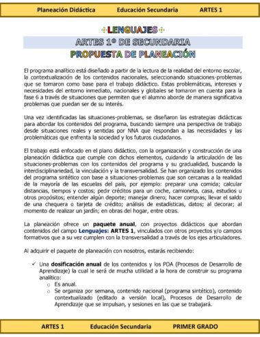 Programa Analítico Anual ARTES 1, Secundaria 1º (Ciclo Escolar 2025 – 2026) - Image 2