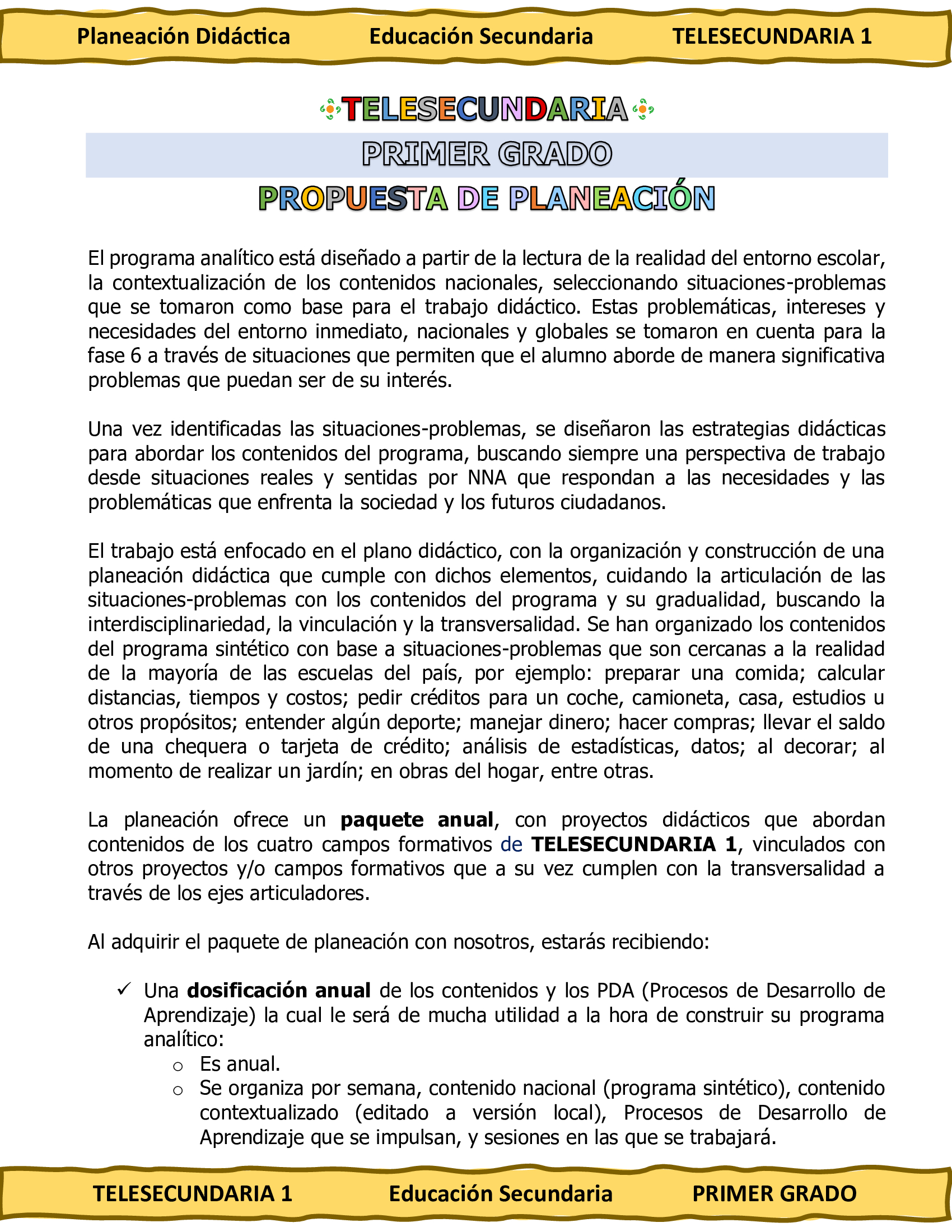Programa Analítico Anual TELESECUNDARIA PRIMER GRADO (Ciclo Escolar 2026 – 2027) 2 Programa Analítico Anual TELESECUNDARIA PRIMER GRADO (Ciclo Escolar 2026 – 2027) - Image 2