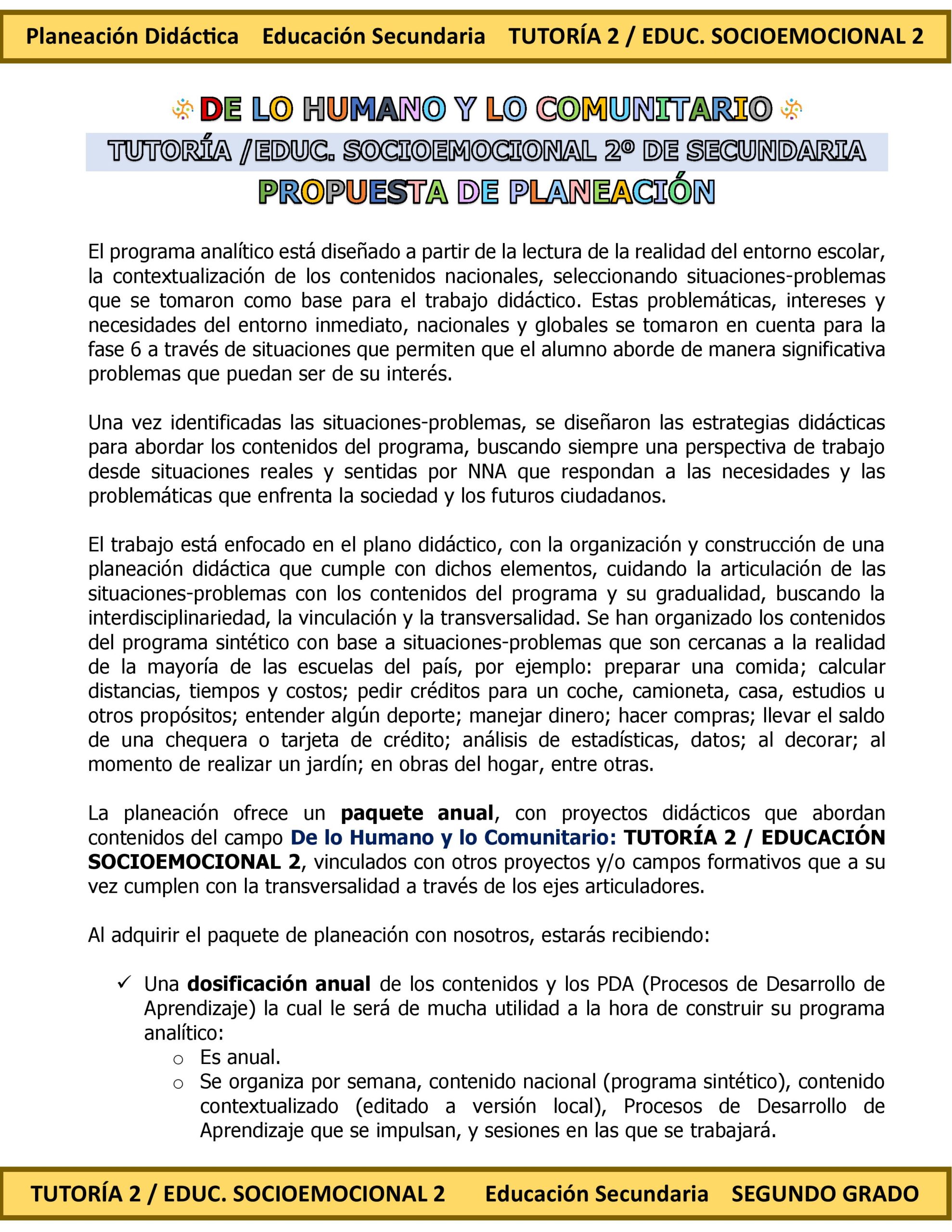 Programa Analítico Anual TUTORÍA 2 / EDUCACIÓN SOCIOEMOCIONAL 2, Secundaria 2º (Ciclo Escolar 2026 – 2027) 2 Programa Analítico Anual TUTORÍA 2 / EDUCACIÓN SOCIOEMOCIONAL 2, Secundaria 2º (Ciclo Escolar 2026 – 2027) - Imagen 2