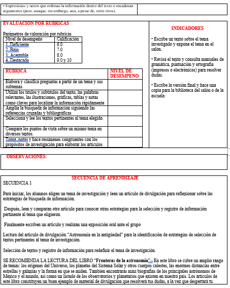 Planeación Telesecundaria Segundo Grado (Español 01)