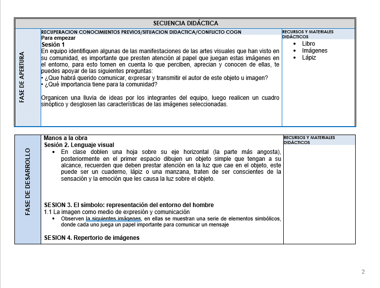 Planeacion de Artes Visuales Telesecundaria 01