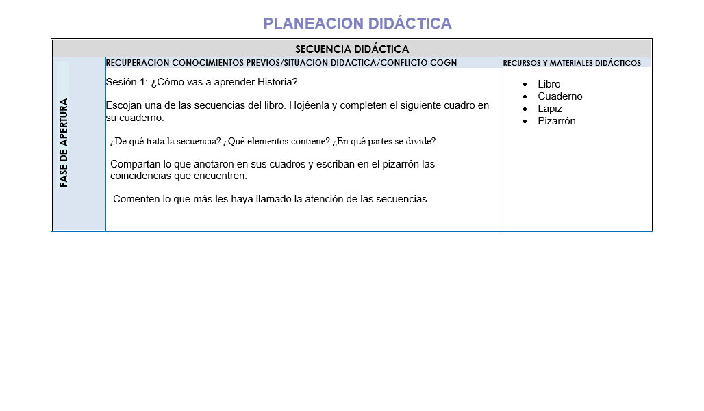 Planeacion de Historia Telesecundaria 01