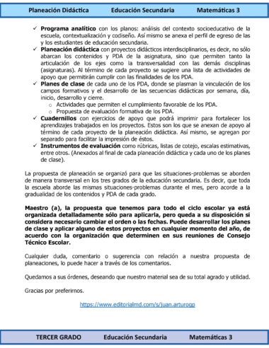 Programa Analítico Anual MATEMÁTICAS 3, Secundaria 3º (Ciclo Escolar 2025 – 2026) - Image 3