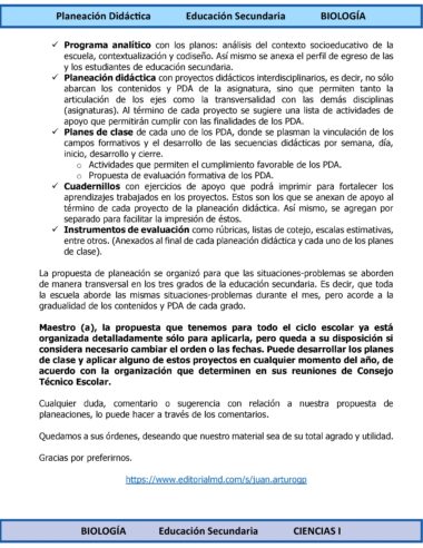 Programa Analítico Anual CIENCIAS I BIOLOGÍA, Secundaria 1º (Ciclo Escolar 2025 – 2026) - Image 3