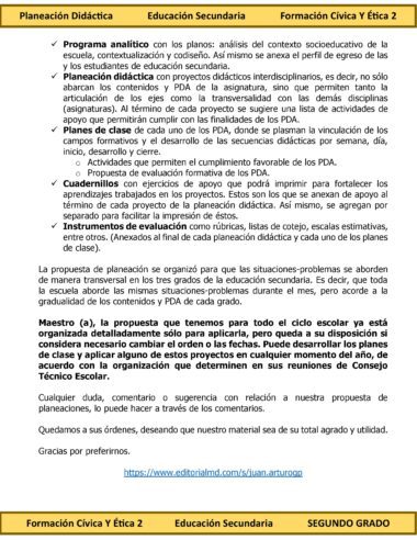 Programa Analítico Anual FORMACIÓN CÍVICA Y ÉTICA 2, Secundaria 2º (Ciclo Escolar 2025 – 2026) - Image 3