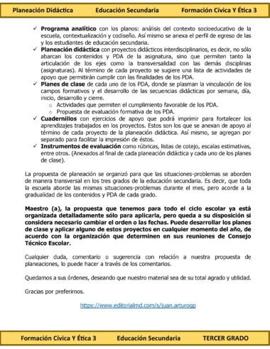 Programa Analítico Anual FORMACIÓN CÍVICA Y ÉTICA 3, Secundaria 3º (Ciclo Escolar 2025 – 2026) - Image 3