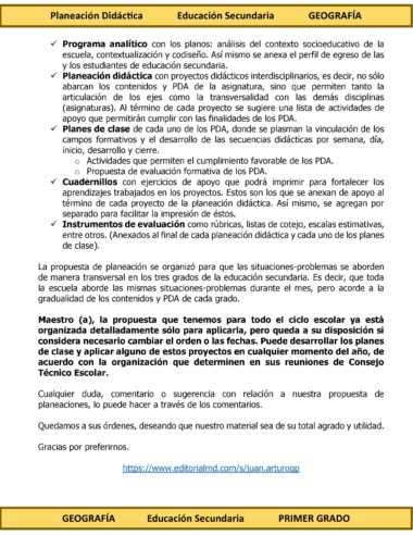 Programa Analítico Anual GEOGRAFÍA, Secundaria 1º (Ciclo Escolar 2025 – 2026) - Image 3