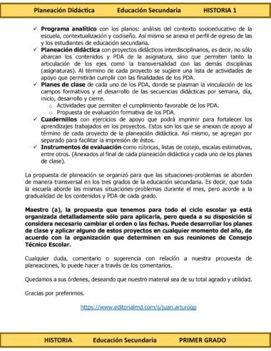 Programa Analítico Anual HISTORIA 1, Secundaria 1º (Ciclo Escolar 2025 – 2026) - Image 3
