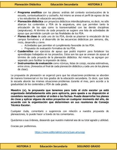 Programa Analítico Anual HISTORIA 2, Secundaria 2º (Ciclo Escolar 2025 – 2026) - Image 3
