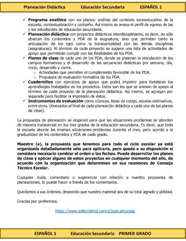 Programa Analítico Anual ESPAÑOL 1, Secundaria 1º (Ciclo Escolar 2025 – 2026) - Image 3