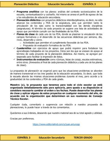 Programa Analítico Anual ESPAÑOL 3, Secundaria 3º (Ciclo Escolar 2025 – 2026) - Image 3