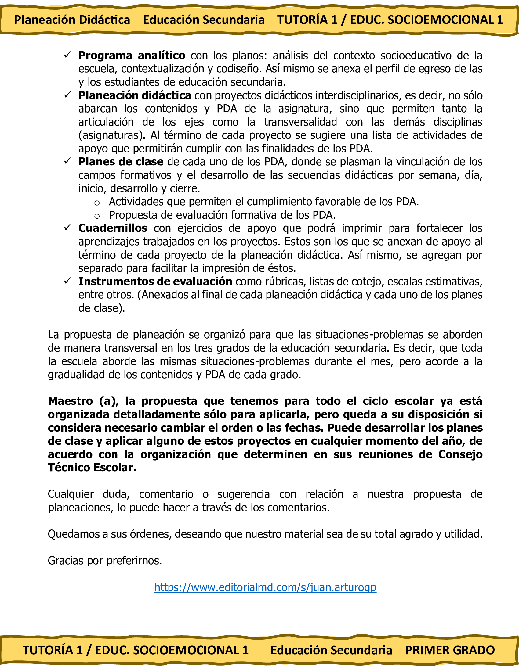 Programa Analítico Anual TUTORÍA 1 / EDUCACIÓN SOCIOEMOCIONAL 1, Secundaria 1º (Ciclo Escolar 2026 – 2027) 3 Programa Analítico Anual TUTORÍA 1 / EDUCACIÓN SOCIOEMOCIONAL 1, Secundaria 1º (Ciclo Escolar 2026 – 2027) - Imagen 3