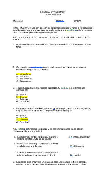 • EXAMEN DE QUÍMICA 1er Trimestre