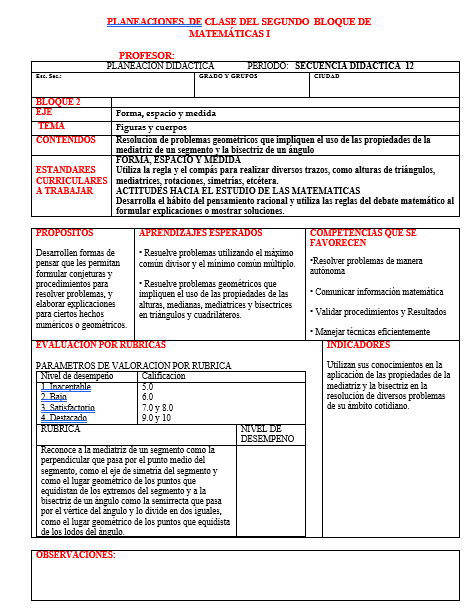 Planeaciones Telesecundaria Primer Grado (Matematicas)