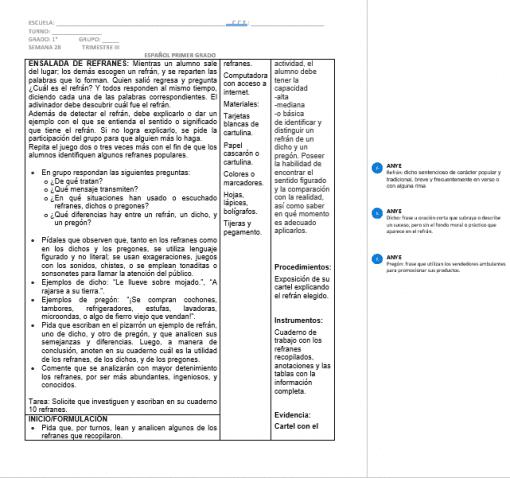 Planeación Español 1er grado 3er trimestre Secundaria Ciclo 2019-2020