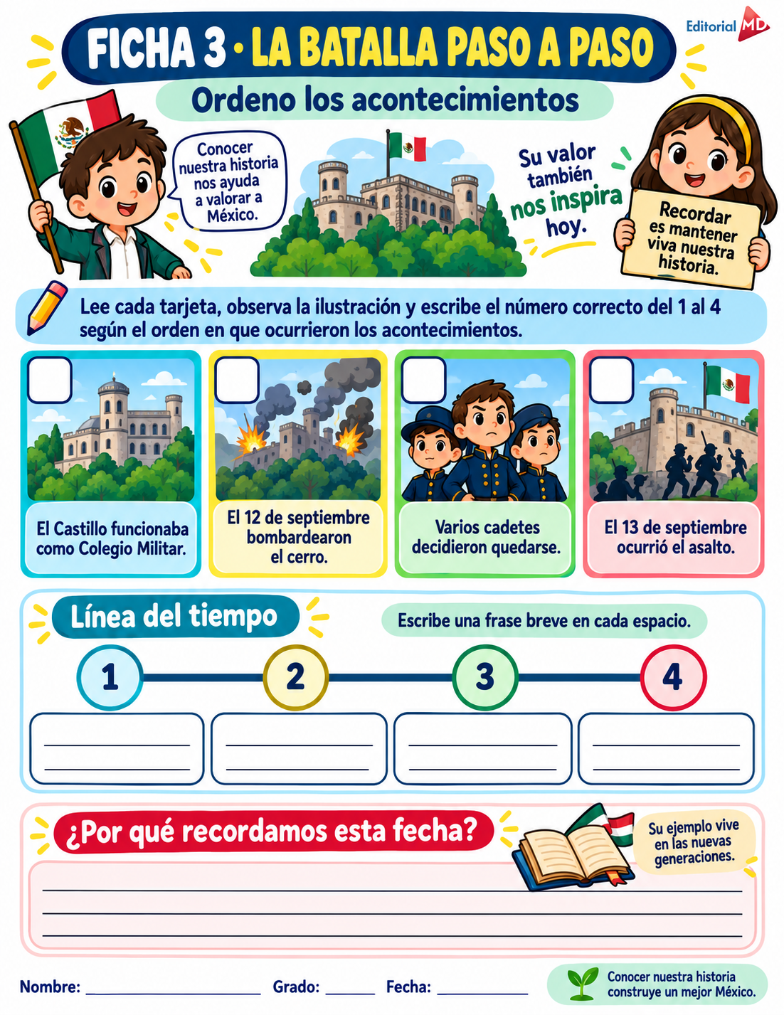 Actividades "NIÑOS HÉROES "1° a 6° Grado de Primaria SEPTIEMBRE 4 Actividades "NIÑOS HÉROES "1° a 6° Grado de Primaria SEPTIEMBRE - Imagen 4