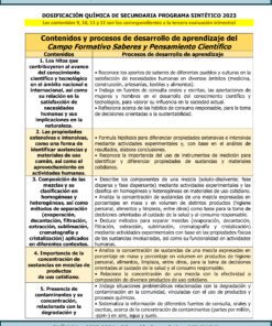Una detallada documentación académica en español sobre el proceso de aprendizaje trimestral de TERCER TRIMESTRE Programa Analítico CIENCIAS III QUÍMICA Secundaria 3º (Ciclo Escolar 2023 – 2024). Describa las contribuciones científicas clave, propiedades de sustancias, avances en ciencia y tecnología, y sus implicaciones para la humanidad.
