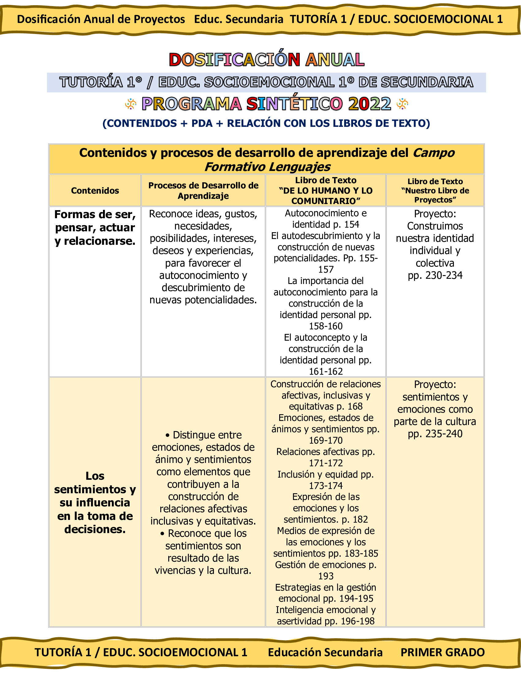 Programa Analítico Anual TUTORÍA 1 / EDUCACIÓN SOCIOEMOCIONAL 1, Secundaria 1º (Ciclo Escolar 2026 – 2027) 4 Programa Analítico Anual TUTORÍA 1 / EDUCACIÓN SOCIOEMOCIONAL 1, Secundaria 1º (Ciclo Escolar 2026 – 2027) - Imagen 4