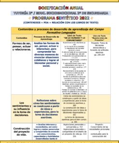 Programa Analítico Anual TUTORÍA 2 / EDUCACIÓN SOCIOEMOCIONAL 2, Secundaria 2º (Ciclo Escolar 2026 – 2027) 20 04 40