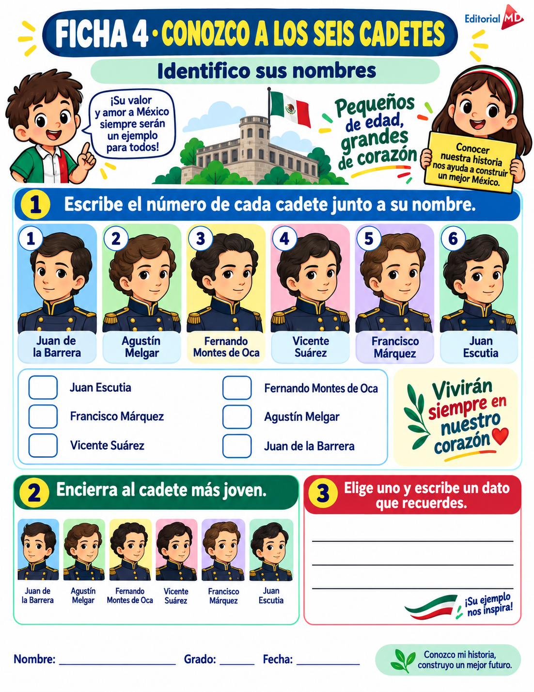 Actividades "NIÑOS HÉROES "1° a 6° Grado de Primaria SEPTIEMBRE 5 Actividades "NIÑOS HÉROES "1° a 6° Grado de Primaria SEPTIEMBRE - Imagen 5