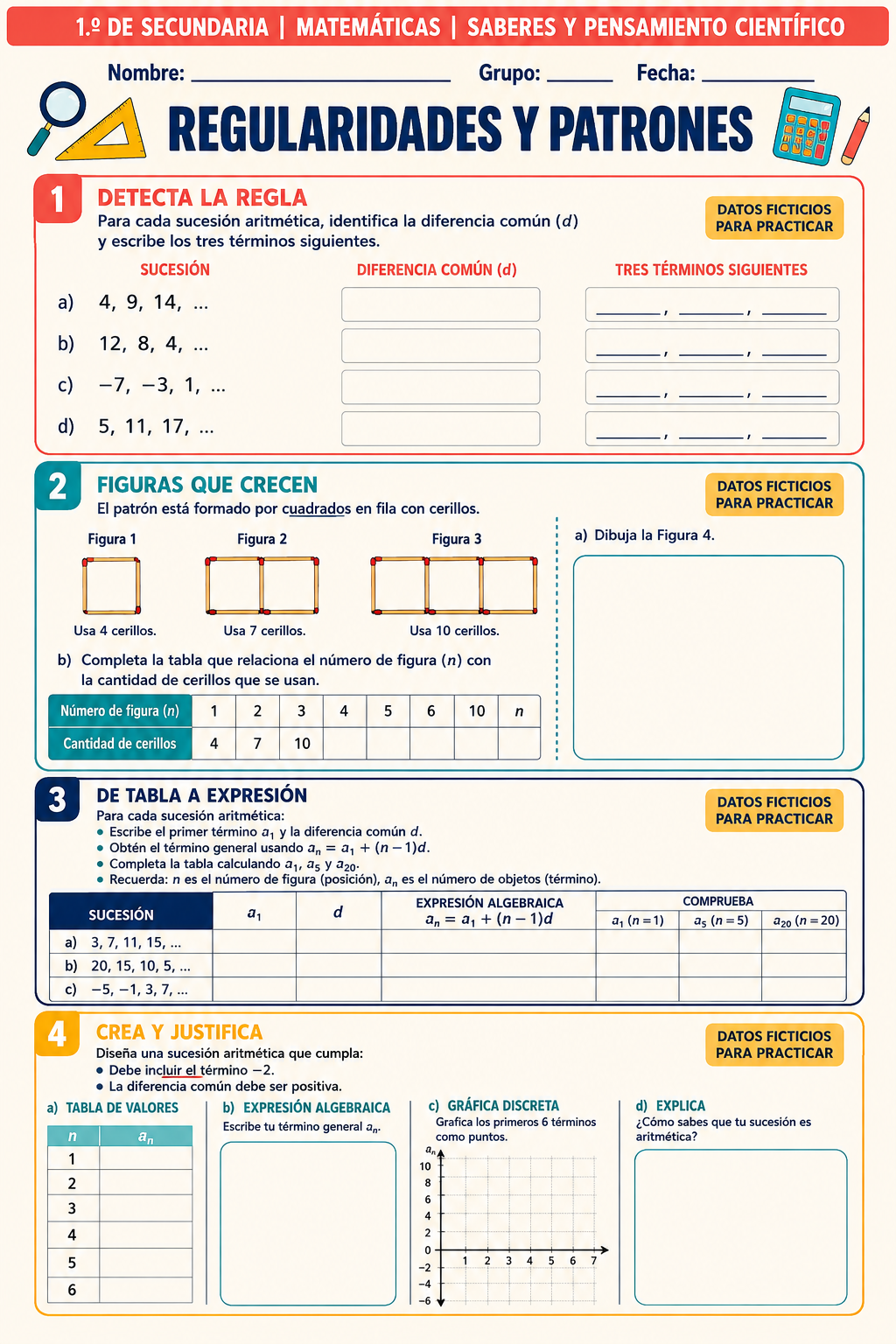 Fichas de trabajo MATEMÁTICAS SECUNDARIA 1°, 2° Y 3° Grado | TODOS LOS CONTENIDOS (IMPRIMIBLES) 9 Fichas de trabajo MATEMÁTICAS SECUNDARIA 1°, 2° Y 3° Grado | TODOS LOS CONTENIDOS (IMPRIMIBLES) - Image 9