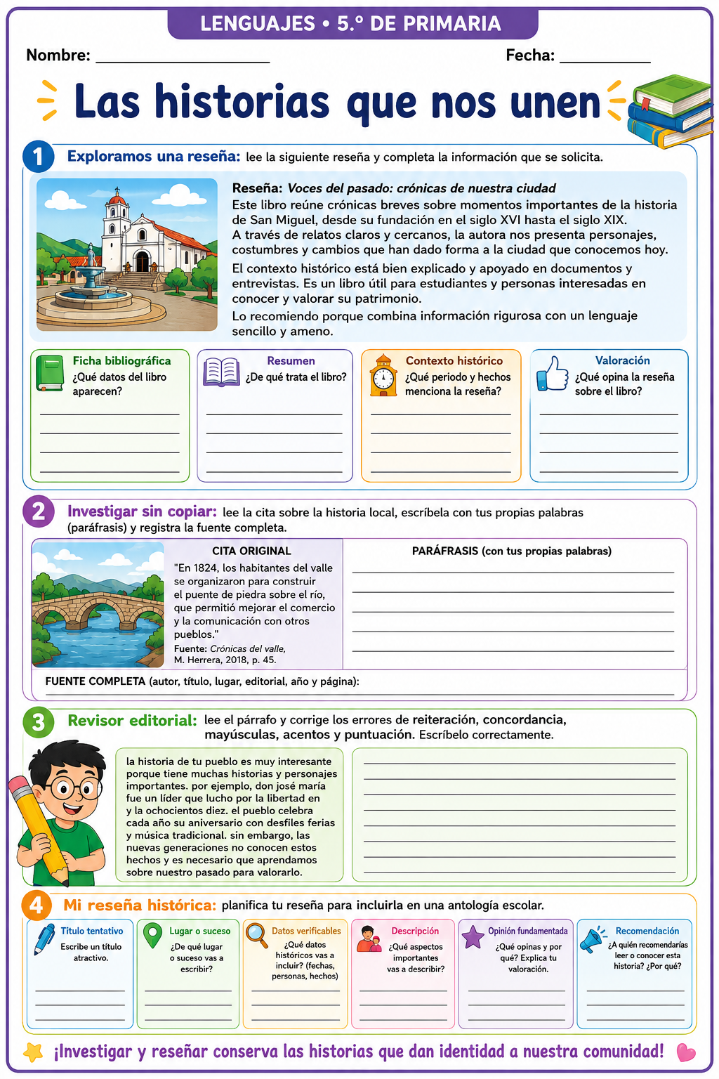 Fichas de trabajo PRIMARIA 5° Grado TODOS LOS PROYECTOS (IMPRIMIBLES) 4 Fichas de trabajo PRIMARIA 5° Grado TODOS LOS PROYECTOS (IMPRIMIBLES) - Image 4