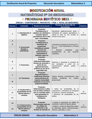 Programa Analítico Anual MATEMÁTICAS 3, Secundaria 3º (Ciclo Escolar 2025 – 2026) - Image 5